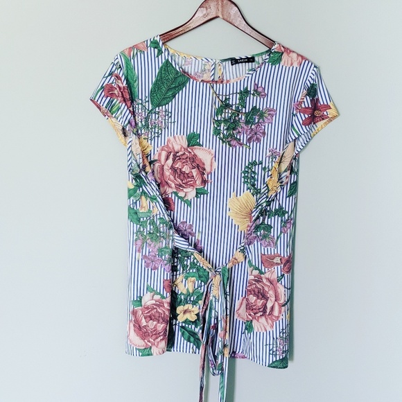 SHEIN Tops - 3/$20 NEW SheIN Blue Stripe Floral Sash